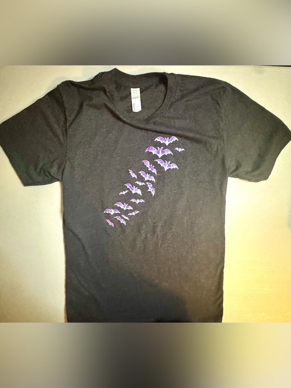 Unisex Medium Halloween Gray T-Shirt with Glow in the Dark Spooky Graphics - Picture 5 of 9